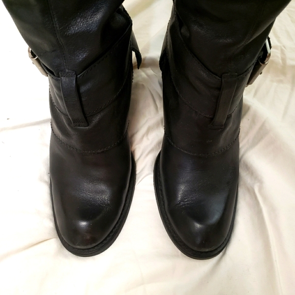 Kenneth Cole Reaction Leather Black Boots Biker Western Like New Women Size 8 - Picture 5 of 8
